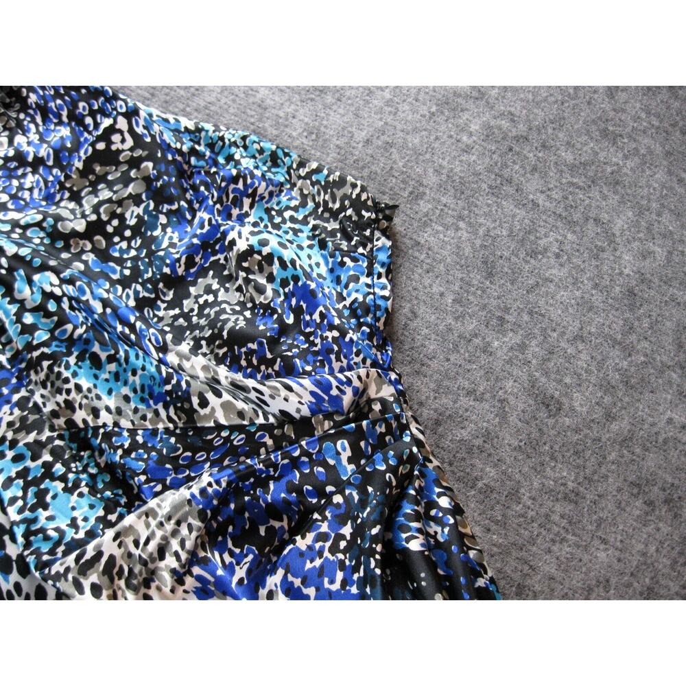 Maggy London Dress Women 8 Blue One Shoulder Satin Ruched Flattering Ladies - Picture 3 of 15